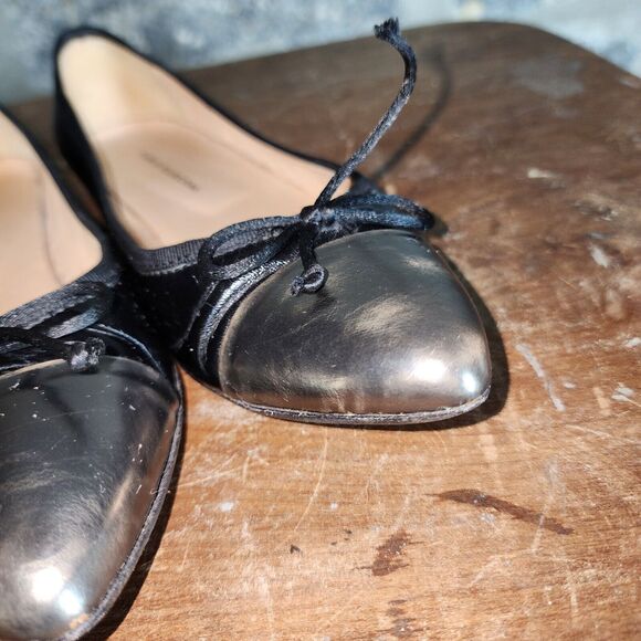 FABIO RUSCONI 36 5.5 black metallic pointed toe ballet flats - Picture 3 of 7